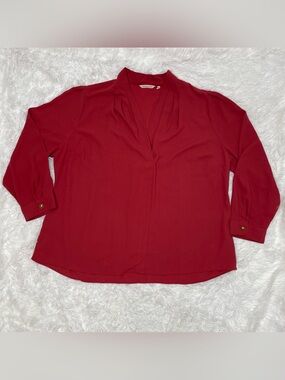 Soft Surroundings Women’s Plus Size 3XL Blouse V-Neck Long Sleeve Shirt Office